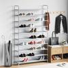 Shoe Rack with 10 Shelves Metal and Non Woven Fabric Silver