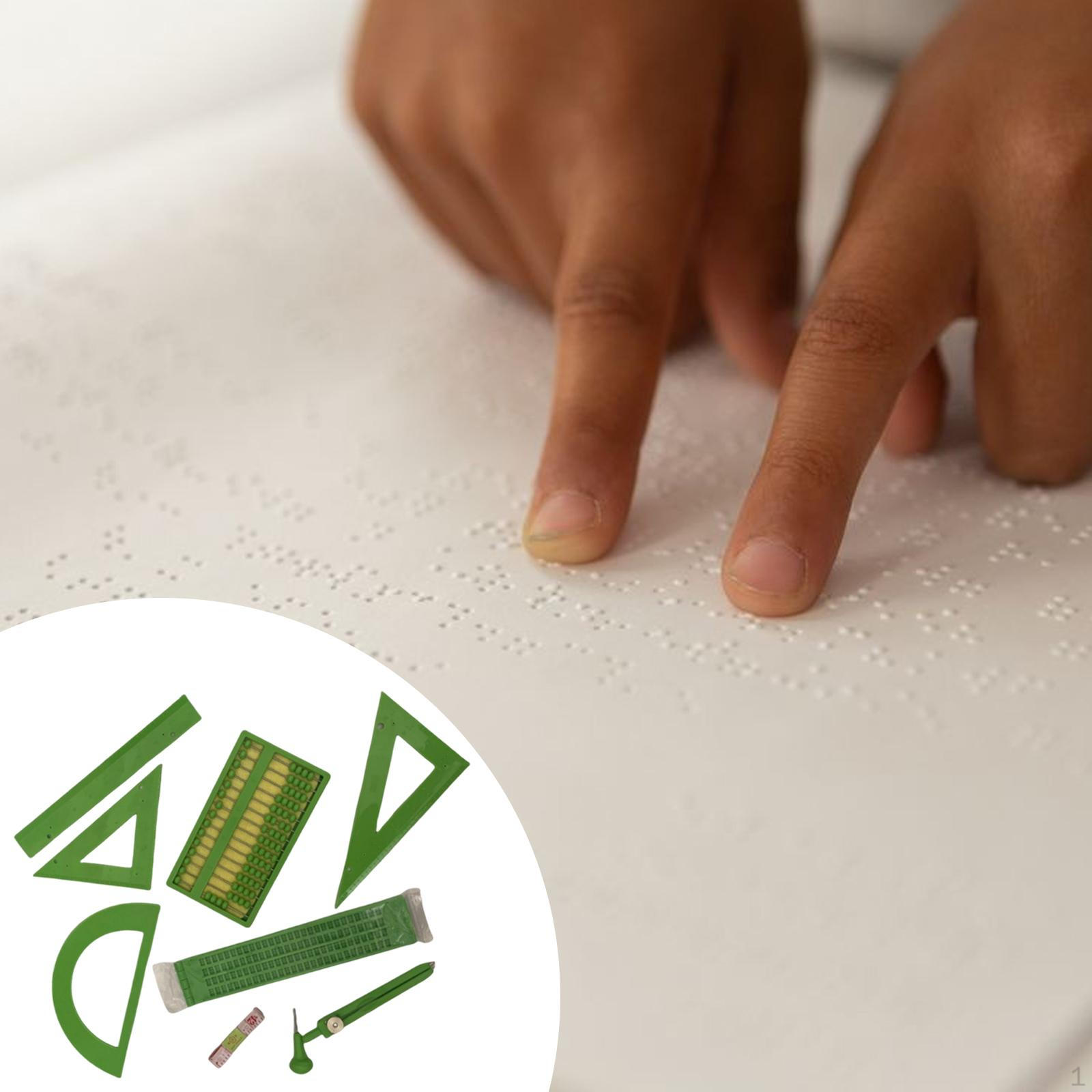 

Набор из 9 линеек Брайля Учебные принадлежности Портативный Прочный Практичный Эргономичный дизайн Математика Геометрия