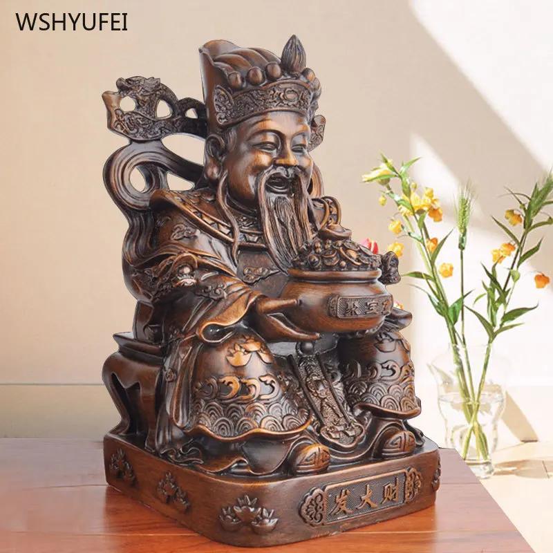 1 pc resin Fate Wealth God Ornament living room Home Crafts Buddha Statue Sculpture Desktop decor feng shui Housewarming gift