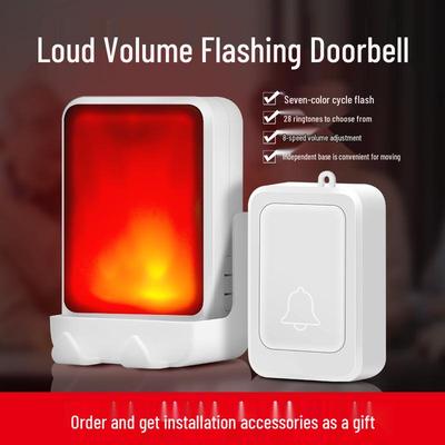 Wireless Battery-Powered Doorbell with Strong Flash, Service Call Button for Hearing Impaired and Elderly, Optional Mute Function.
