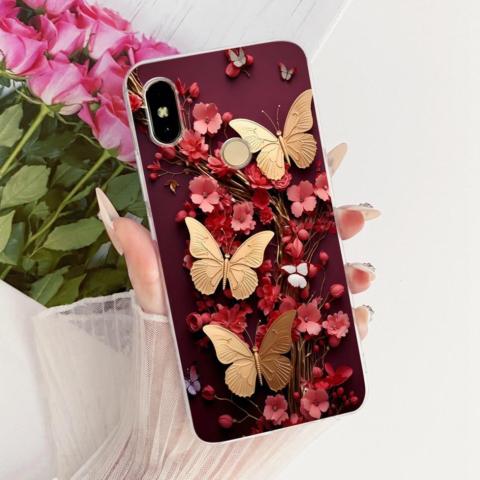 Cover For Redmi S2 Case Y2 Transparent Cute Cat Fashion Butterfly Funny Painted Casing For Redmi Y2 M1803E6G M1803E6H M1803E6I