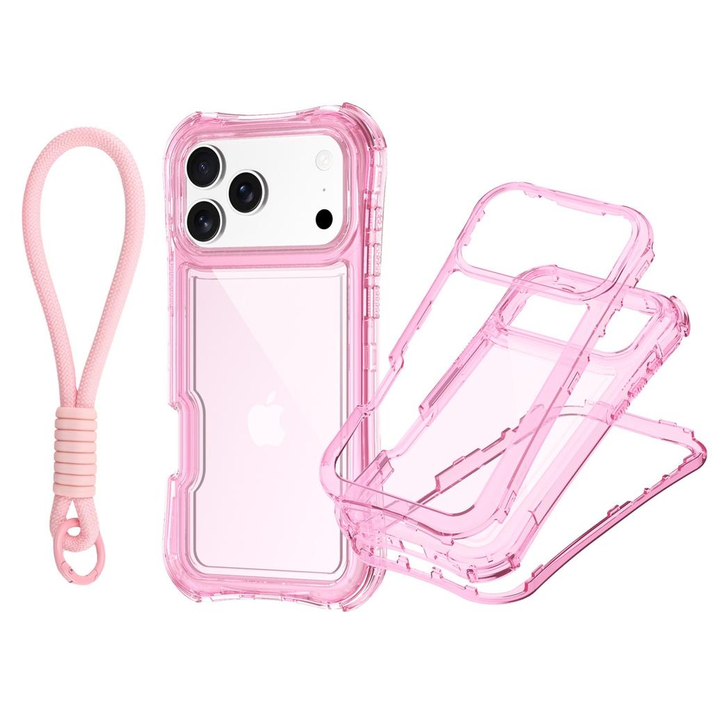 Applicable To iPhone17ProMax Lanyard Mobile Phone Case Apple 16 Four-corner Air Cushion Anti-drop Protective Cover 15 Three-in-one