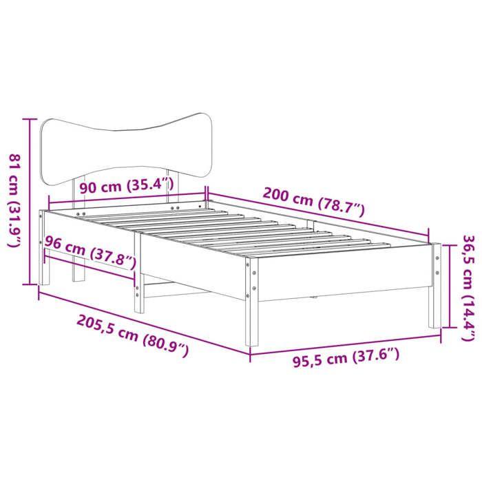 VidaXL Bed Frames Without Mattress Wax Brown 90x200 Cm Solid Pine Wood, Bed, Bedroom Furniture, Wooden Bed, Single Bed, 3328243