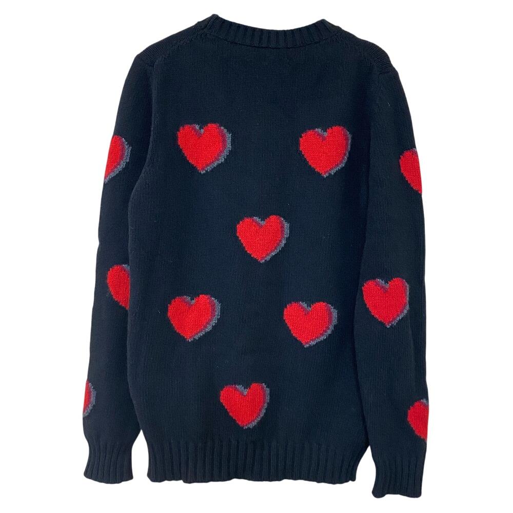 Prada Sweater Heart Wool Knit Black Wool Women Used