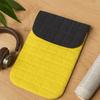 13-Inch Padded Laptop Sleeve Yellow Charcoal Stonewashed Cotton