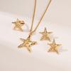 1 Set Alloy Jewelry Accessories  Simple Marine Life Starfish Pendant Necklace Earrings Ring For Women Gifts For Lover