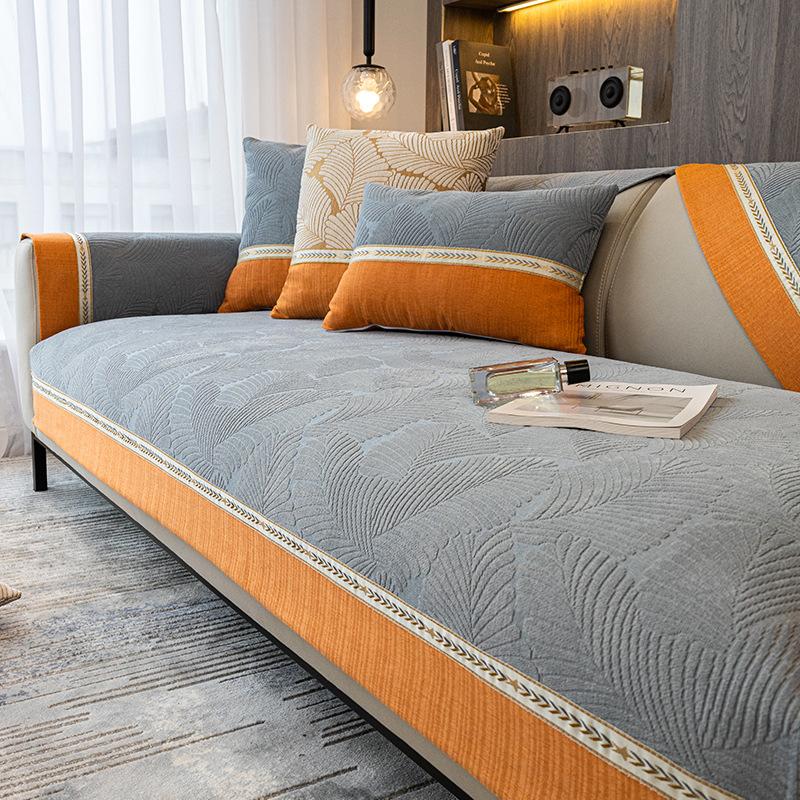 

Чехол для дивана на 1, 2, 3, 4 места, оранжевый жаккардовый чехол с широким краем, защитный чехол для дивана, декоративный чехол для подушки для гостиной 70x70cm 1pcs