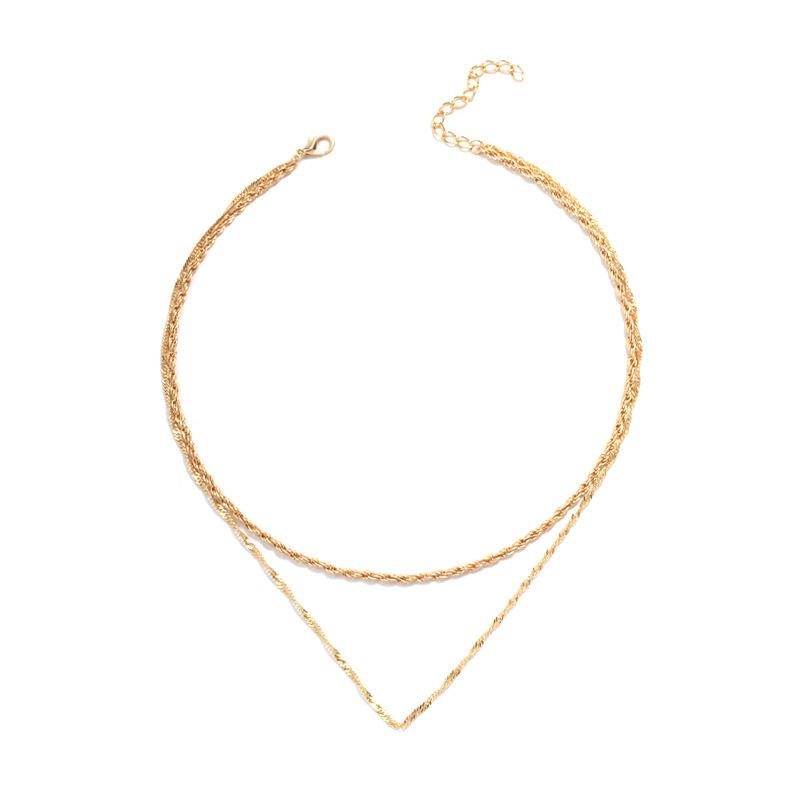 Sweater Necklace  European and American Autumn and Winter Jewelry Women's Gold-plated Thick Line Celebrity Street Shooting Fashion Stacked Necklace