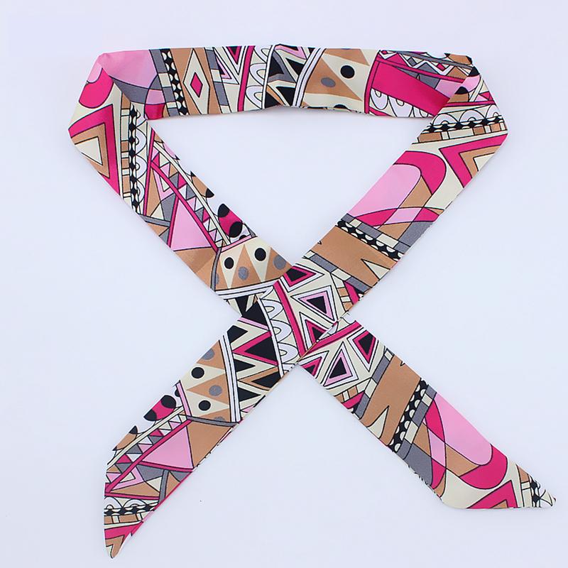 4cm* 95cm Woman Thin Imitation Silk Scarf Long Hair Strip Headband Neckerchief Fashion Bag Handle Ribbon Scarf Female Tie