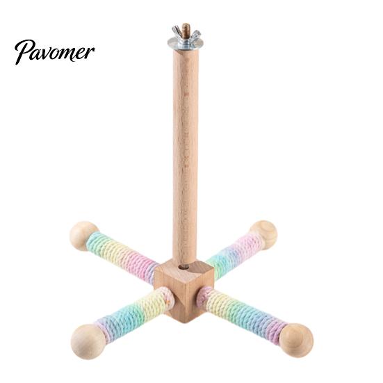 Bird Cage Entertainment Spinning Perch Toy, Rotating Parrot Wooden with Colorful Birdcage Accessories for Small Parrots Rope, Accessory Conures