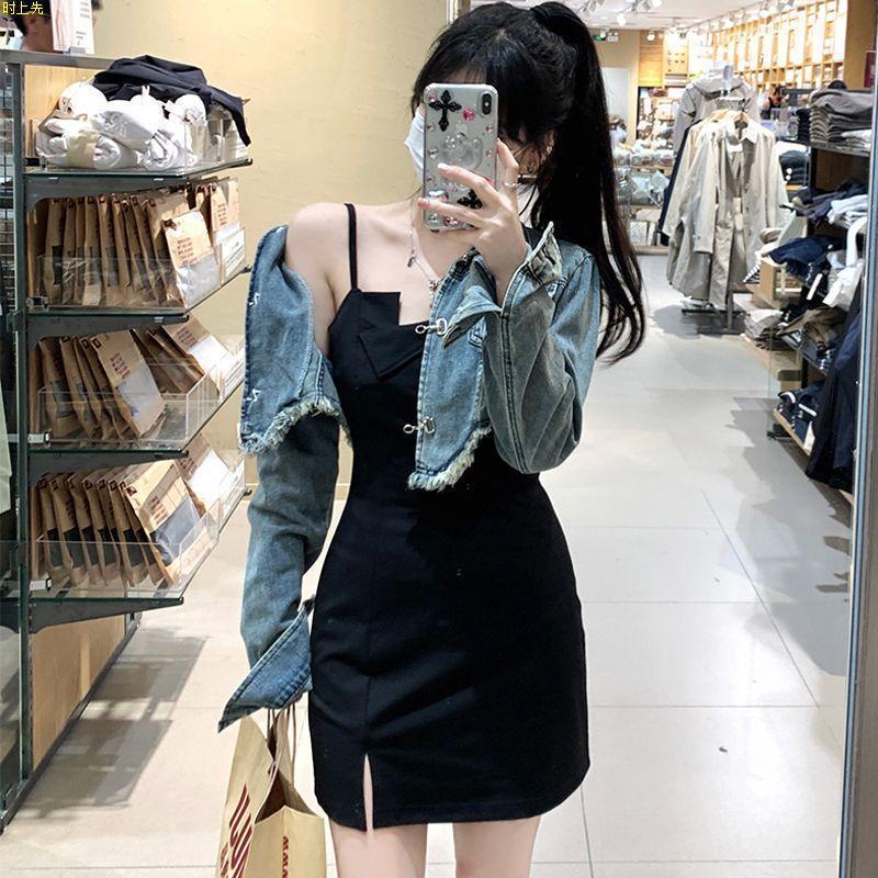 Short Dress Dress Small Black Dress Suspender Bag Skirt Small Man Looking Thin Summer Black Hip Dress Hot Girl Sexy Fashion