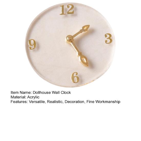 1:12 Dollhouse Wall Clock Realistic Miniature Wall Clock Model Furniture Toy for Pretend Play Accessories