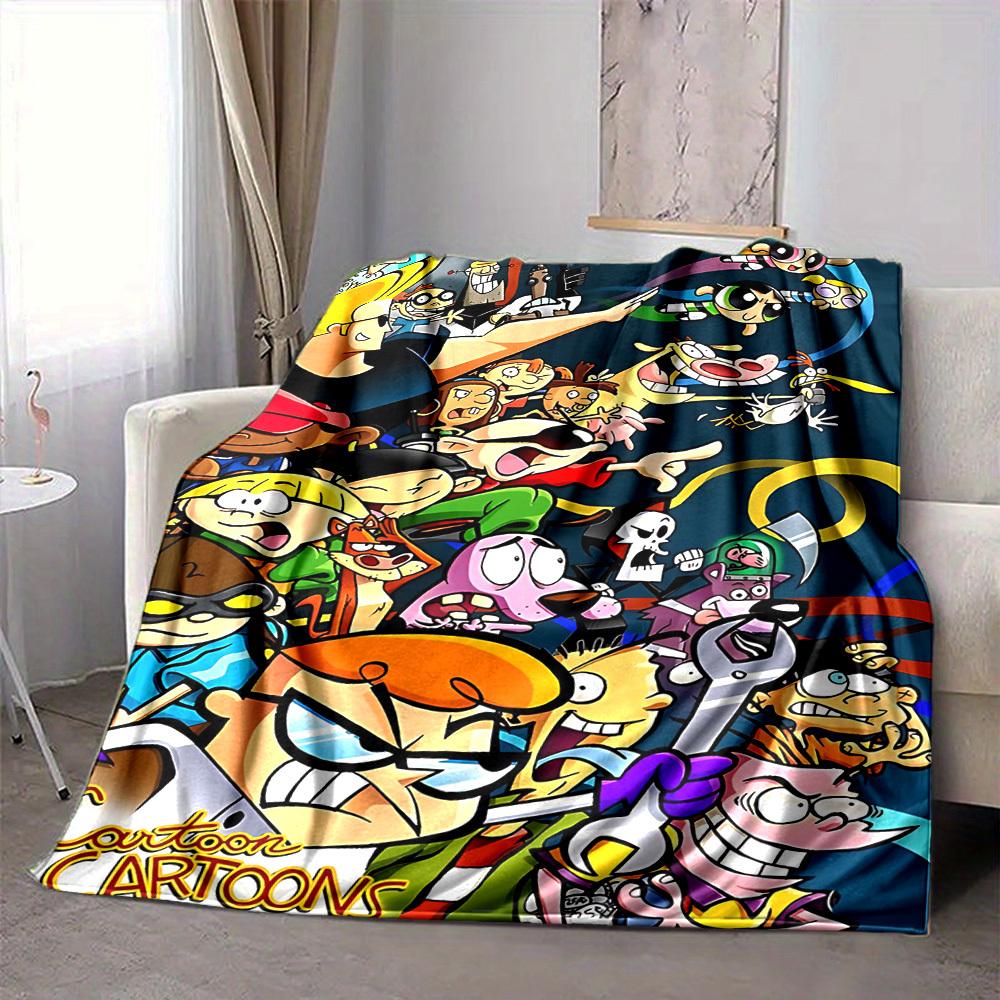 1pc Cartoon Characters Cozy Print Blanket Lightweight Warm Flannel Throw Blanket For Sofa, Bed, Living Room