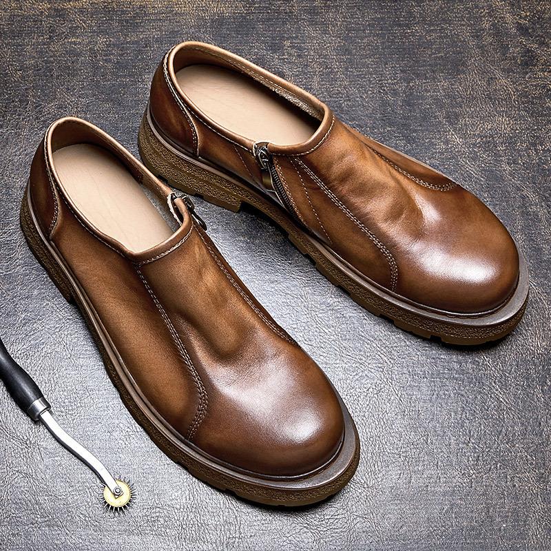 Handgefertigte Lederschuhe Herrenschuhe Business Casual Schuhe Weiches Leder Weiche Sohle Autofahren Ein Pedal Herren Lederschuhe Slipper