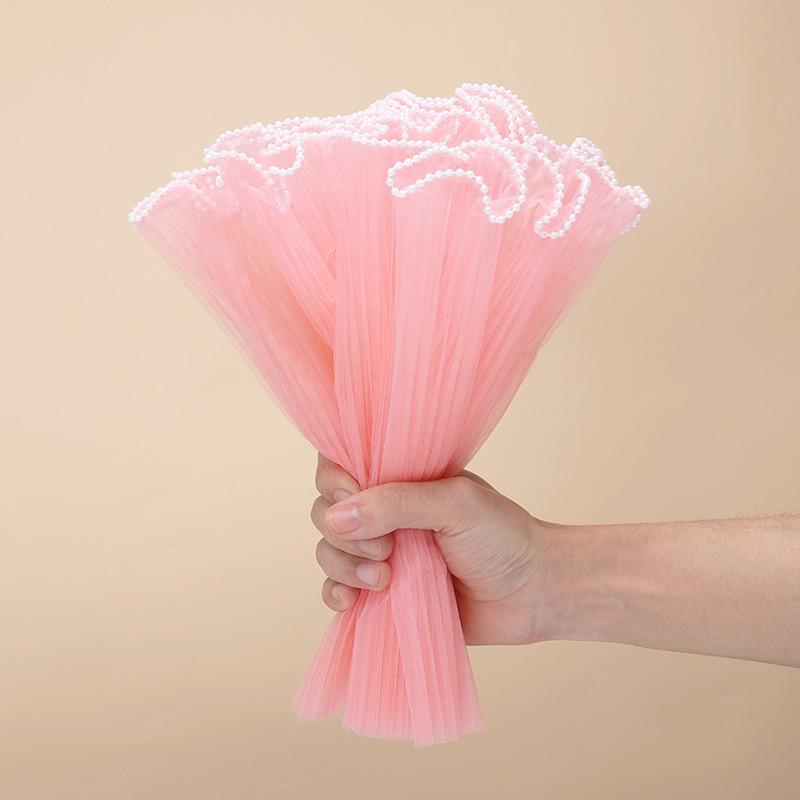 Färska Blommor Pärl Våg Garn Nät - Bukettinslagning & Blomsterbutiks Material