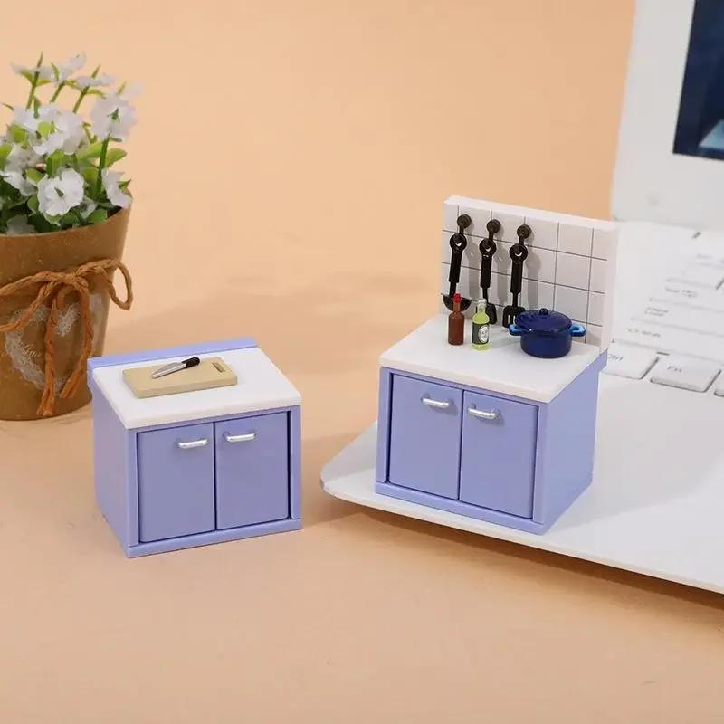 1 Set Dollhouse Simulation Mini Kitchen Utensils Miniature Gas Stove Sink Model Scene Decoration Dolls House Accessories