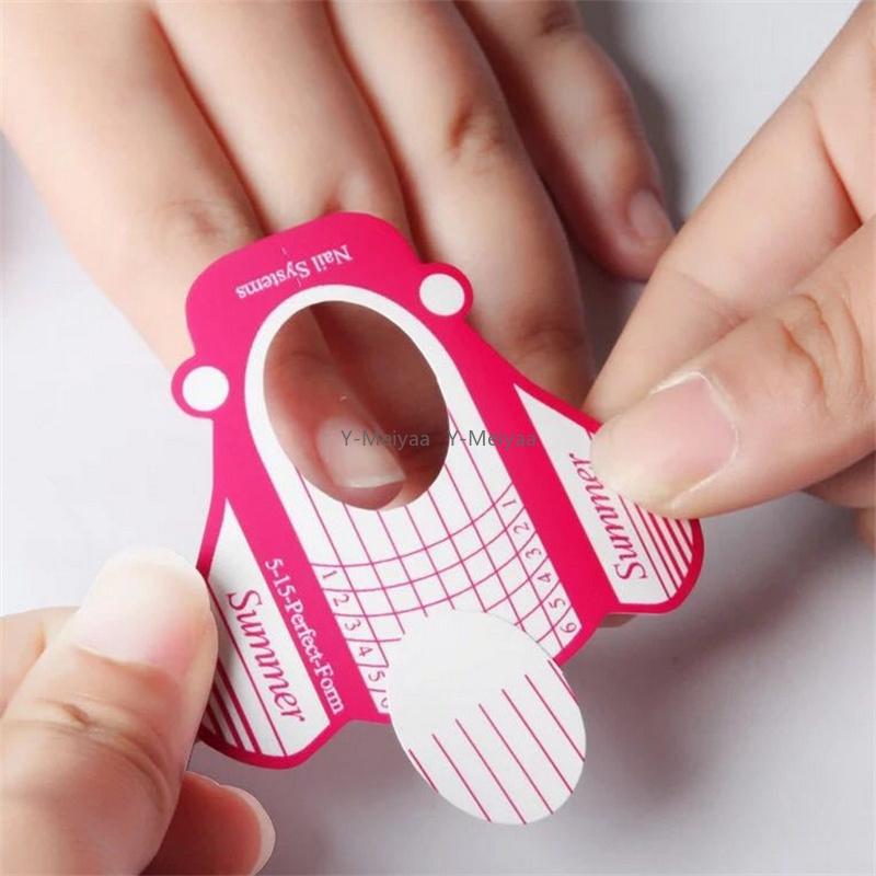 100/500PCS French Nail Form Tips Acrylic UV Gel Extension Curl Form Nail Sticker Art Guide Mold Manicure Stencil Manicure Tool