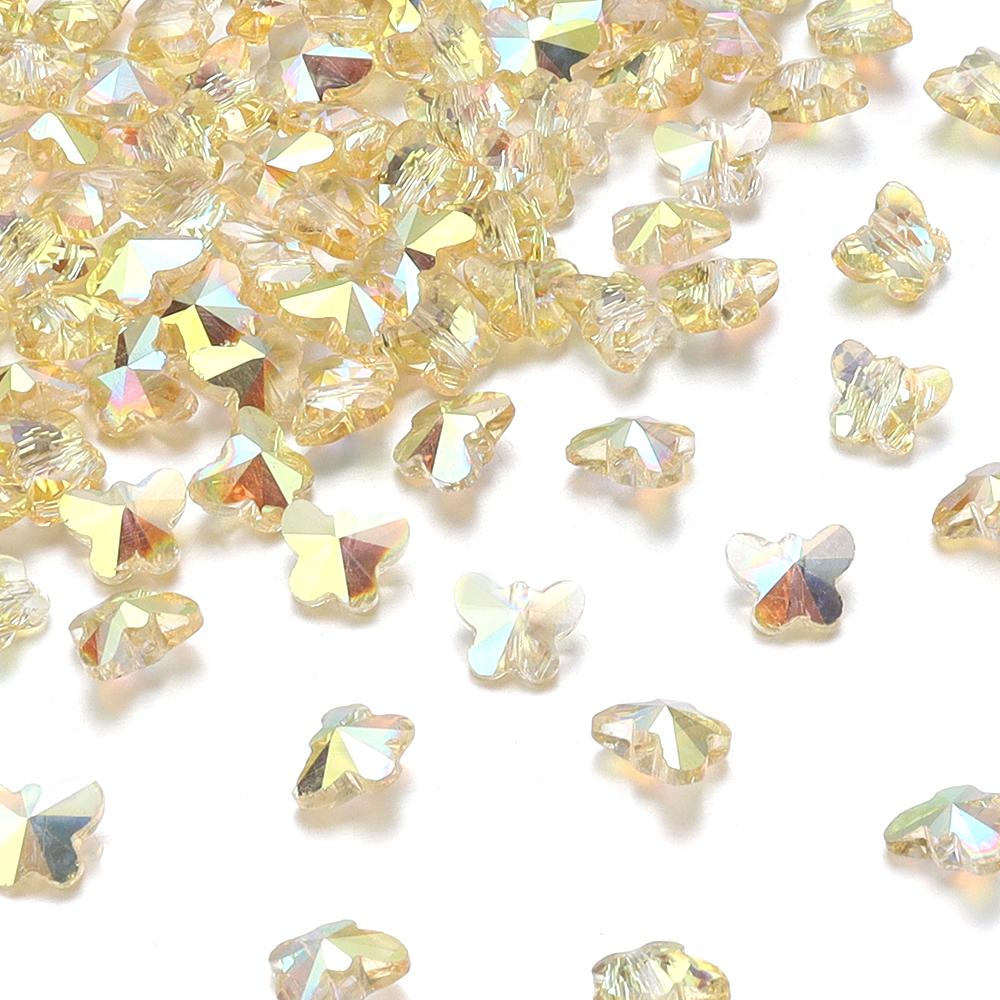 50Pcs/Lot 10×8mm Crystal Beads Transparent Colorful Butterfly Shape Hole Size 1.2mm Loose Beads Diy Jewelry Bracelet Necklace