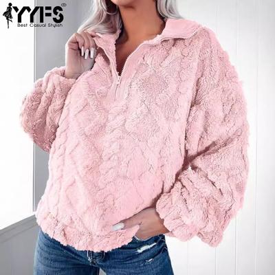 Women's Fashion Casual Fall Winter Solid Color Print Long Sleeve Stand-collar Loose Sweaters