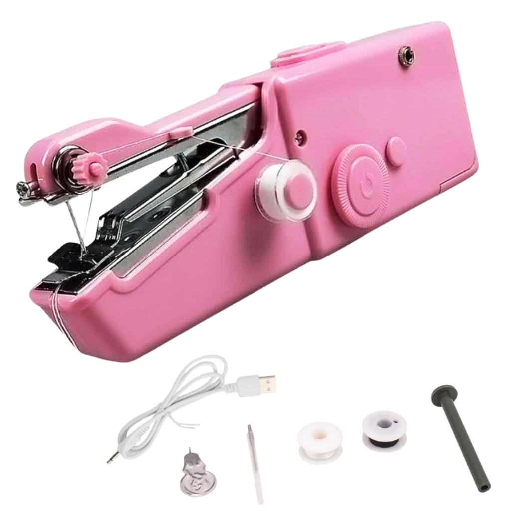 MaT Store Handy Sewing Machine, Compact Mini Hand Sewing Machine for Beginners (Pink)