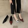 Low-heeled Single Shoes Women's 2024 Spring New Products Pointed Head Shallow Mouth V-mouth Shoes Cat Heel Shoes Temperament Work Shoes