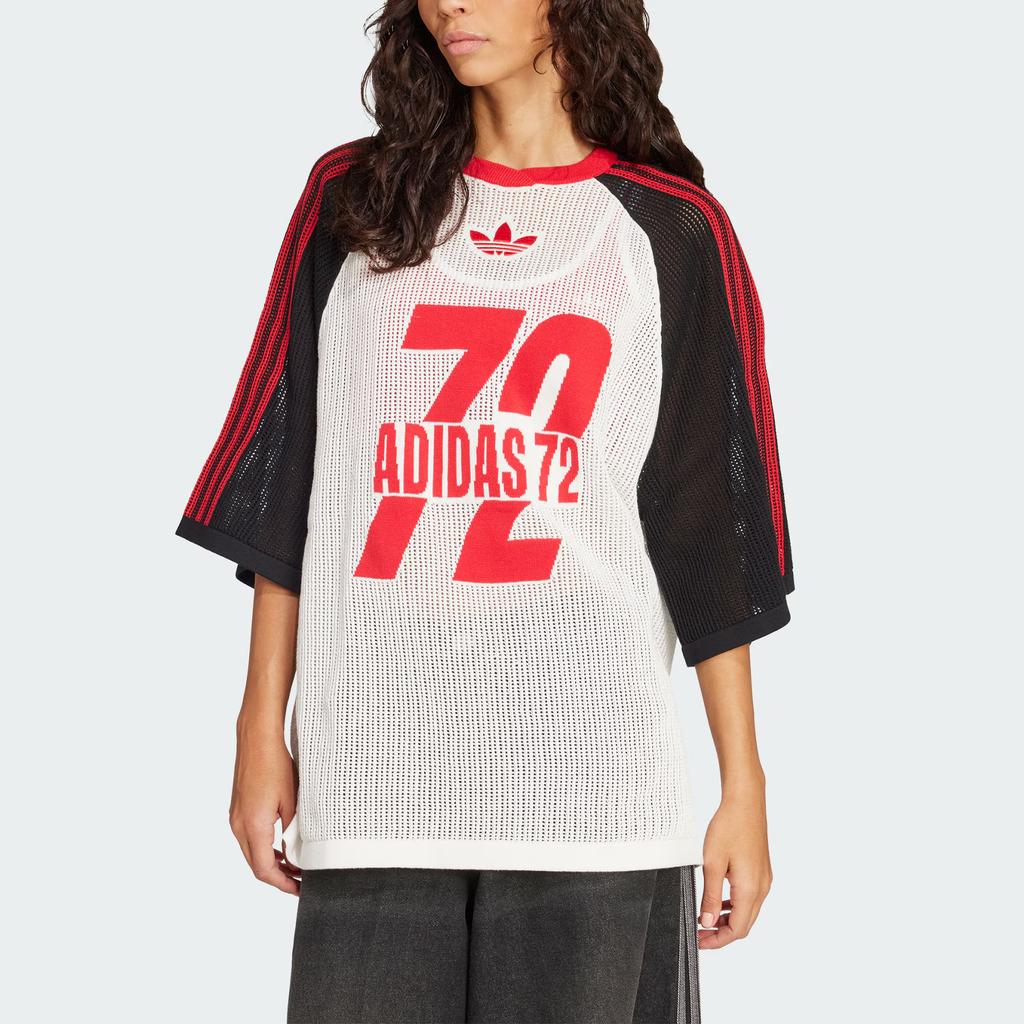 adidas Originals SS25 Sports Pullover Simple Short Sleeve Football Shirt Women Tops White Black Light-Crimson KD2269