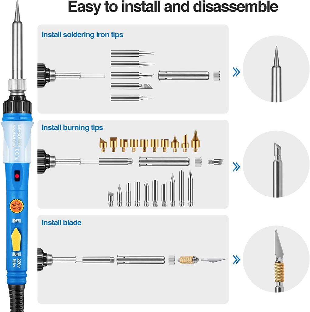 Pyrography Engraving Burning Soldering Iron Set DIY Wood 60W Soldering Iron Kit 220V 110V