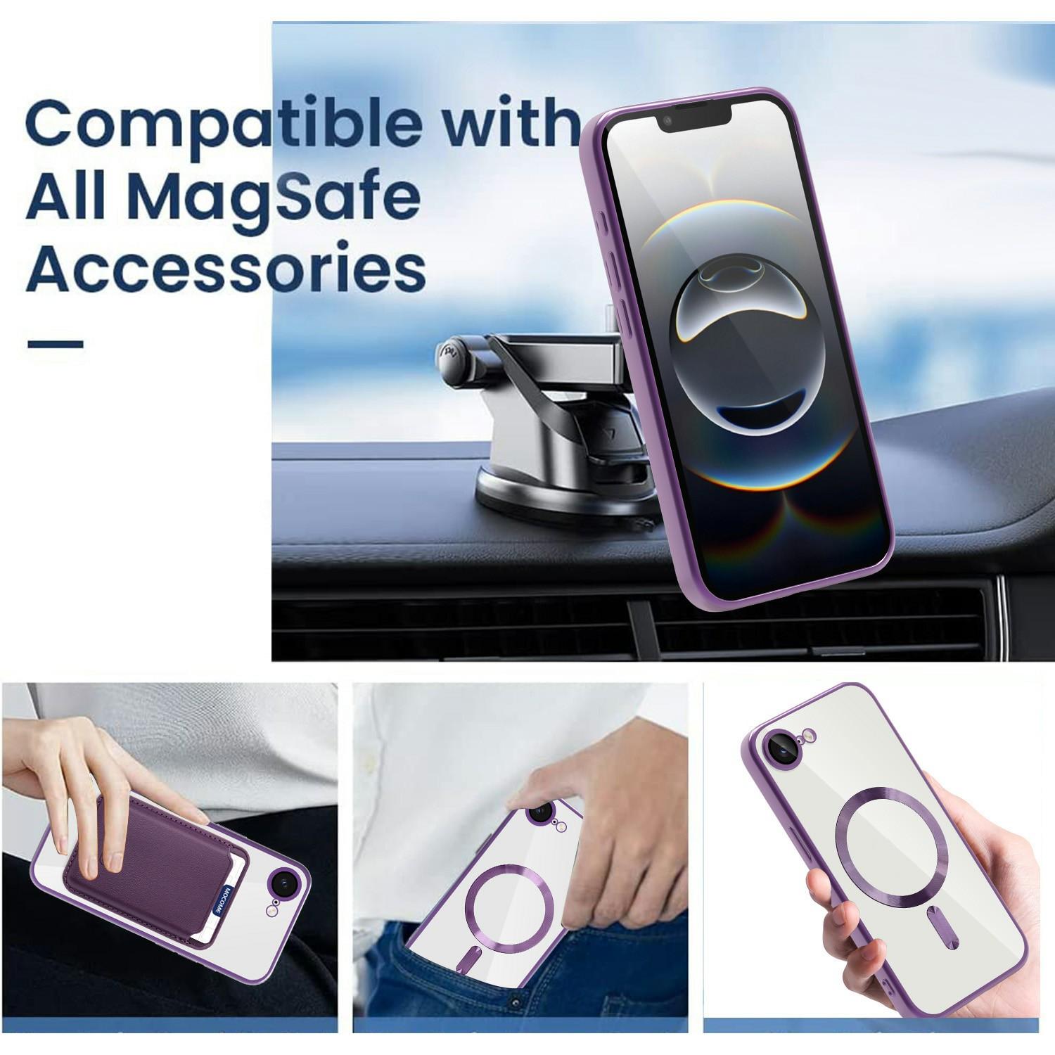 

For iPhone 16e Case Compatible with MagSafe TPU+PC Clear Back Cover Titanium Grey