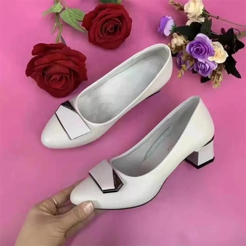 Fashion sapatos femininas women classic pointed toe spring & summer slip on square heel shoes for student school lady casual pumps ea259