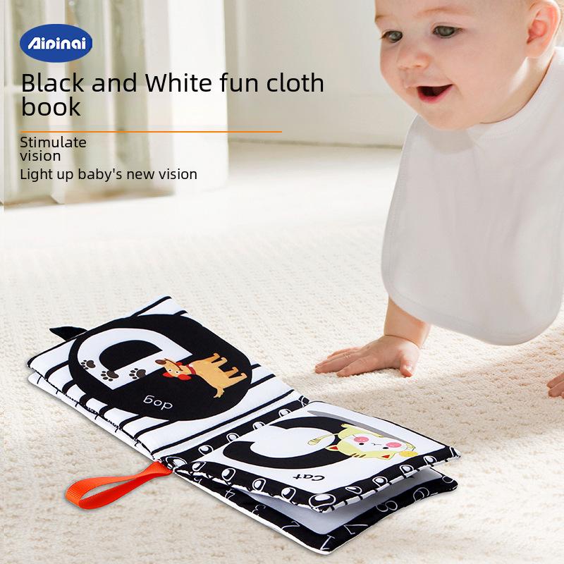 Aipinqi Black & White Montessori Baby Cloth Book: Tear-Resistant Visual Stimulation for Children