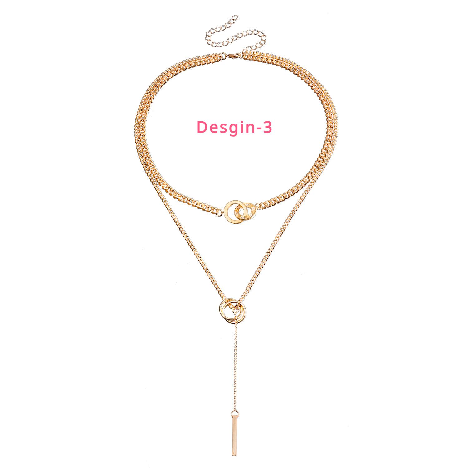 

Колье с переплетающимися кругами, изящное женское модное двухслойное колье-лассо Y-образной формы, чокер с подвеской-планкой, ювелирное украшение, подарок для женщин, девушек