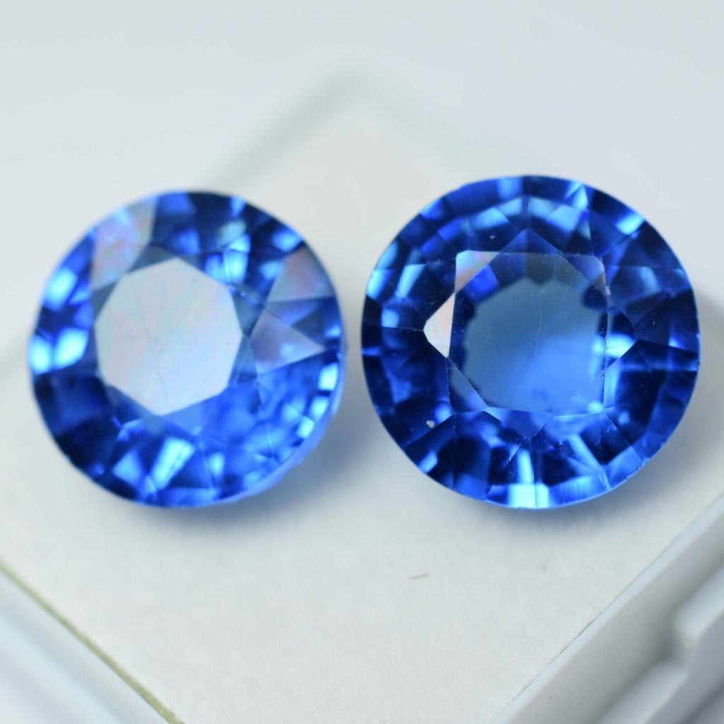 Natural Blue Tanzanite Loose Gemstone Round Shape 18.50 ct Pair for Jewelry Making and Crafts