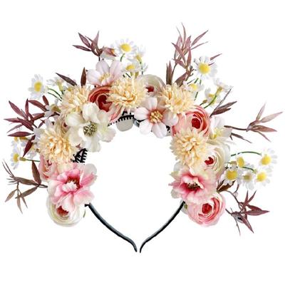 Bunte Seidenblumenkränze Accessoire Zartes Handgefertigtes Blumiges Haaraccessoire Stoffblumen-Stirnband für den täglichen Gebrauch