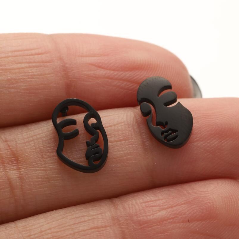 Halloween Asymmetrical Stainless Steel Pumpkin Skull Face Earrings