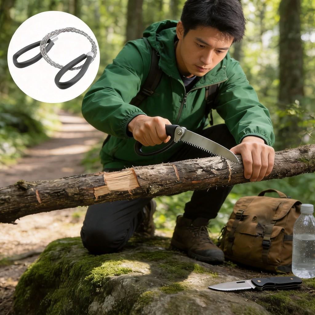 Outdoor Stainless Steel Ring Pull Wire Saw With 360 Degree Rotation For Camping And Survival