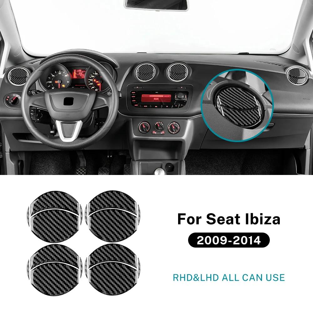 For Seat Ibiza 6j 2009 2010 2011 2012 2013 2014 LHD RHD Car Center Console Air Outlet Panel Real Soft Carbon Fiber Sticker