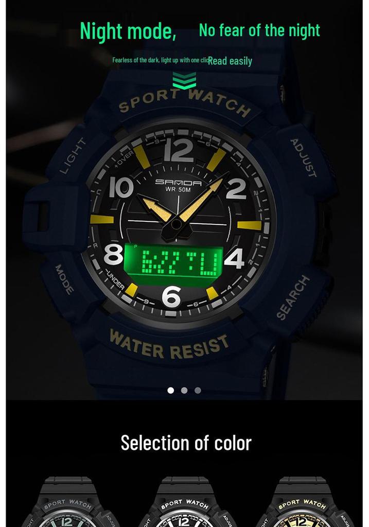 Sanda Multifunctional Luminous Sports Watch for Students – Waterproof, Electronic, Junior High School Youth Style