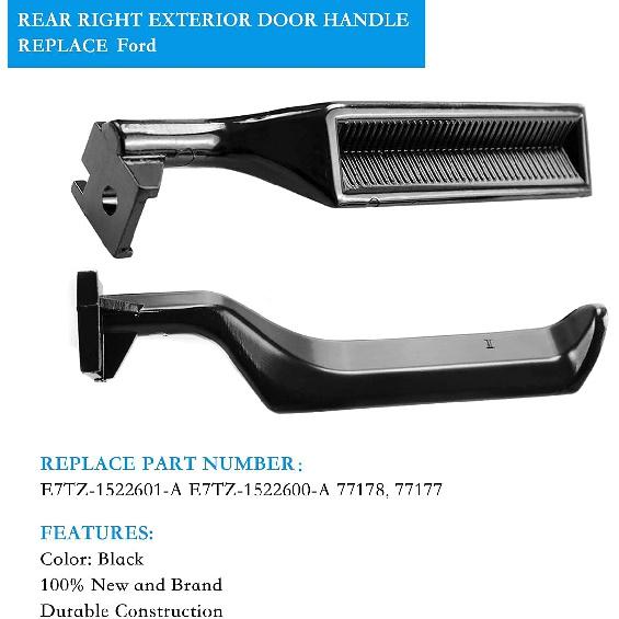 Black Interior Metal Door Handle Front Left Driver Passenger Compatible with 1987-1996 Ford Bronco F150 F250 F350 F53 F59 F800 E7TZ-1522601-A