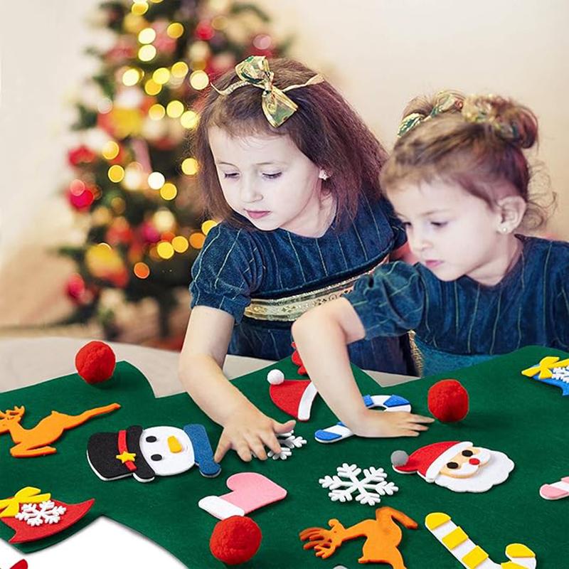 26pcs/Set DIY Felt Christmas Tree Merry Christmas Decorations Santa Claus New Year Ornament for Home Party Decor Girls Boys Gift