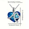 [Pinannie] 925 Sterling Silver Heart-Shaped Blue Crystal Necklace with "I Love You Forever" Engraving - Women's Pendant with Zirconia Decoration -