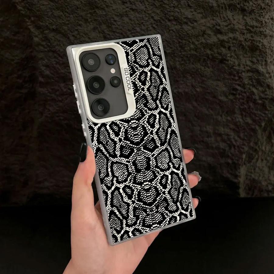 Case for Samsung Galaxy S25Edge S25 Note 20 Ultra S24 FE S21 S20 FE S23 S22 Ultra Phone Cover Snakeskin Pattern