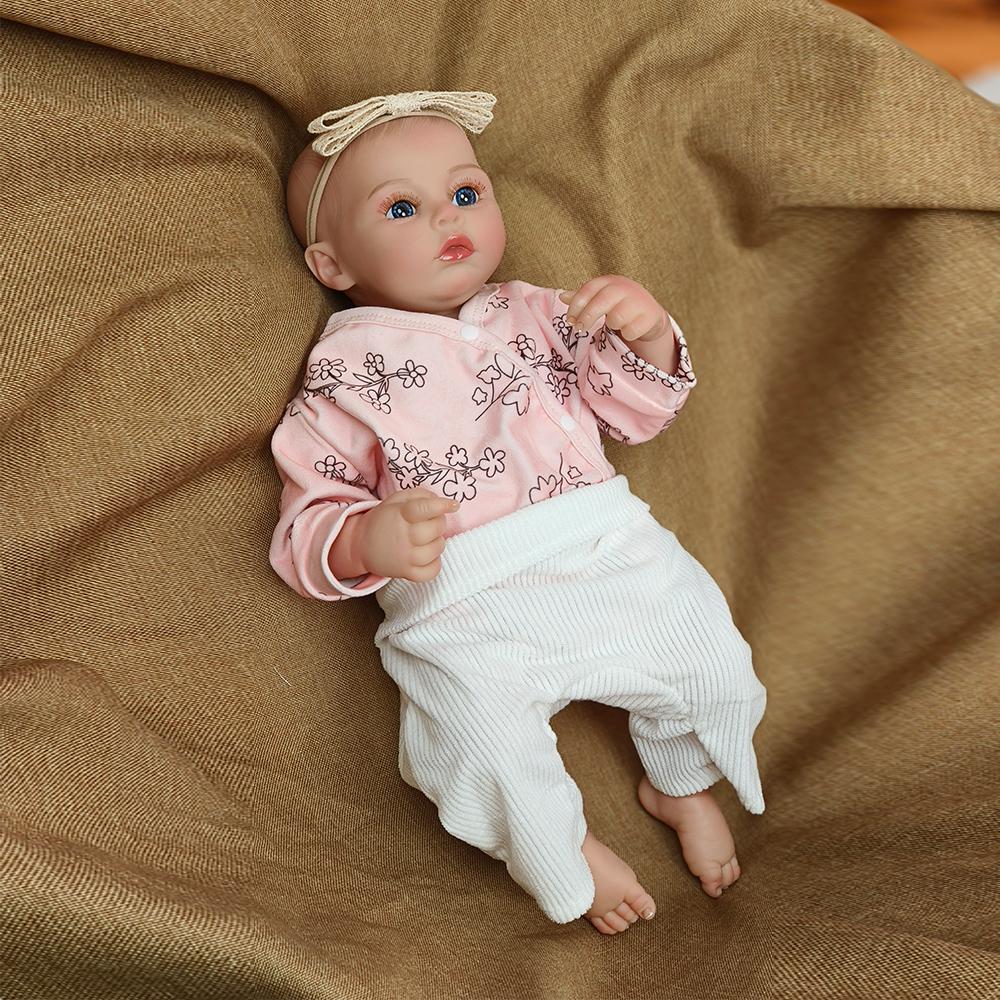 46cm Doll Toy Meadow 3D Painted Skin Bebe Reborn Baby Painted Hair Dolls Soft Vinyl Feel Touch Dolls Toys