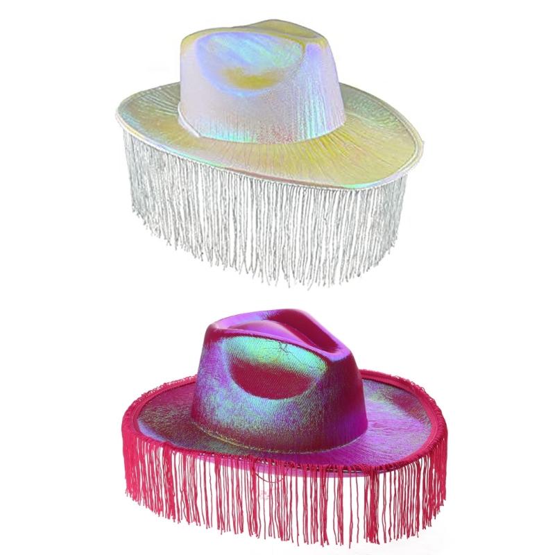 Strahlende Farbe Cowboystiefel Jazzhut für Damen Western-Cowboyhut Kirchenhut Model Show Cowboyhut Filzhut Erwachsenenmännerhut
