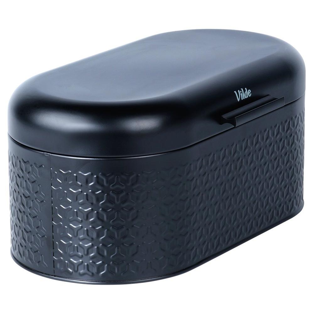 Bread Bin for Bread Rolls Metal Black Kitchen