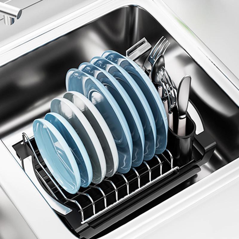 1pc Single-layer Draining Rack for Kitchen Bowls Dish Drainer Retractable Kitchen Desktop Storage Rack Kitchen Counter Organizer