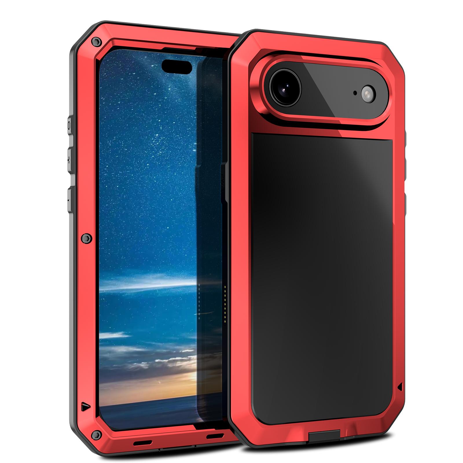 

For IPhone Air 17 16 15 14 13 12 11 Pro Max XS 8 7Plus Tank Armor Metal Case Aluminum Screw Bumper Shockproof Screen Guard Cover iPhone17 красный