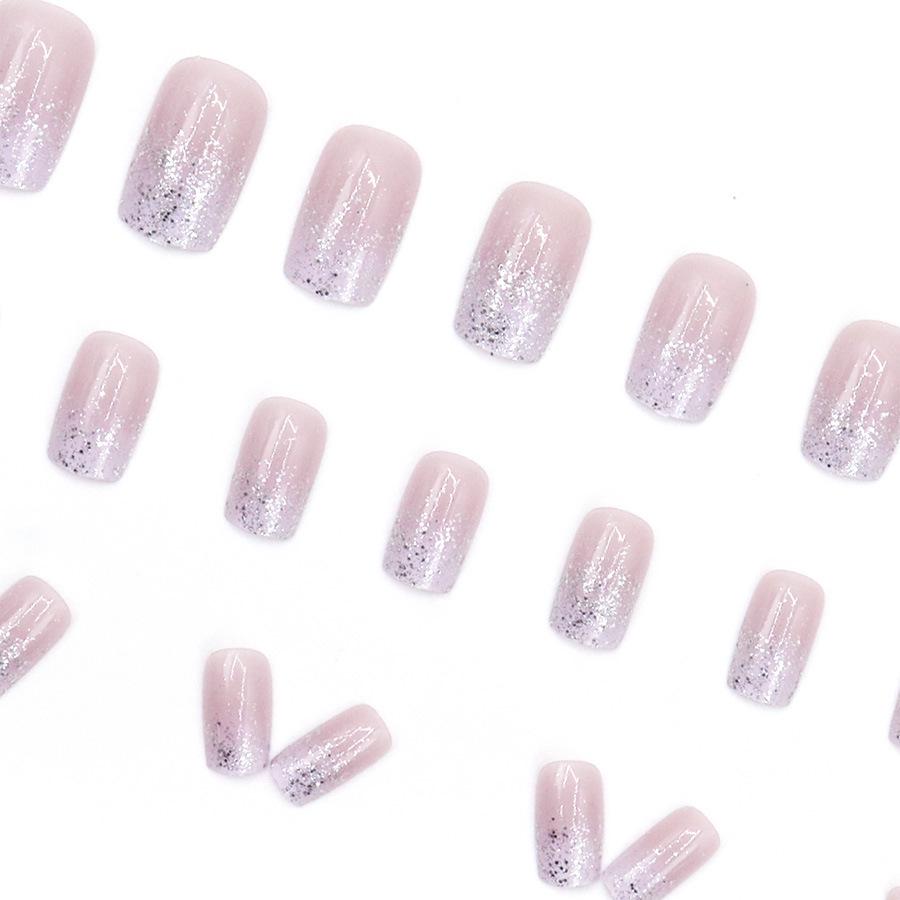 European & American Aesthetic Nail Tips: Powder Grey Glitter, Versatile, Eco-friendly, Wearable - Pure Desire for the Stylish Girl
