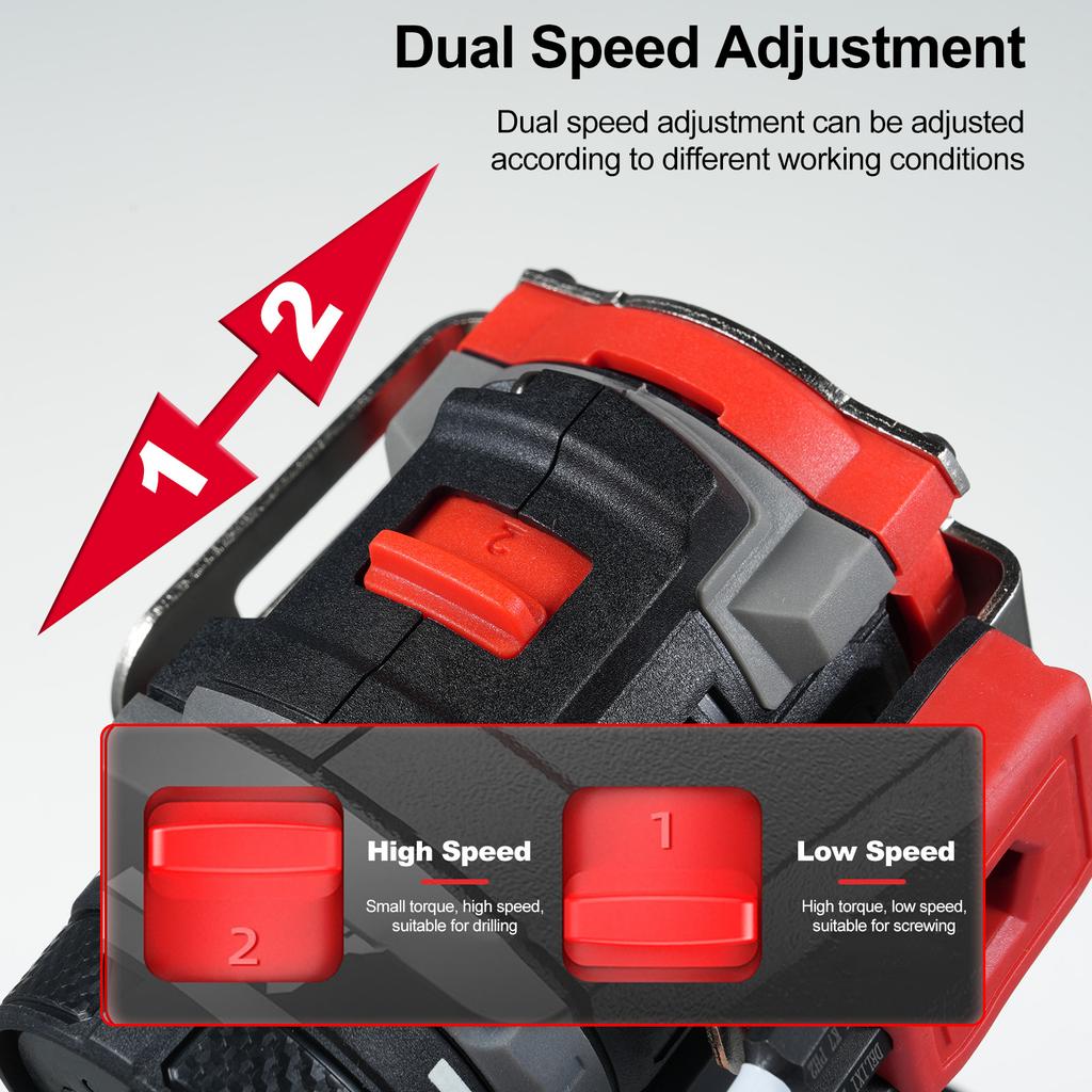 21V Electric Screwdriver 2in1 Impact Driver + Hammer Brushless Rechargeable Power Screwdriver