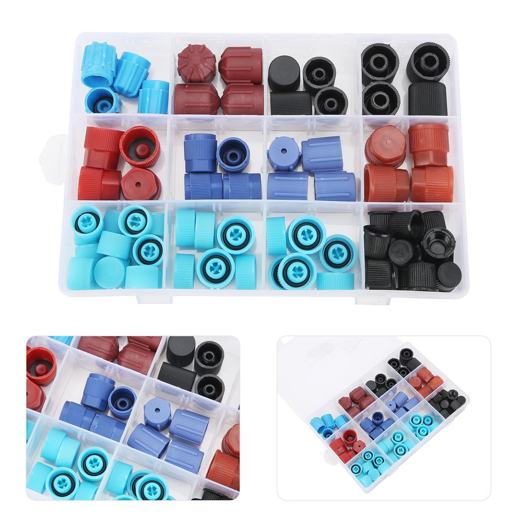77pcs Air Conditioning Valve Core Caps Replacement A C System Repairing Accessory for Car