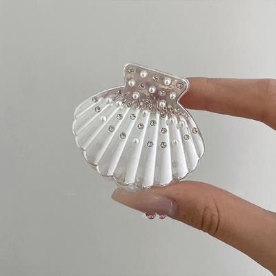 Cute Hairpin Pearl Shell Hair Clip Acrylic Plastic Small Hair Claw Hair Accessories Shark Clip Small Grab Clip Travel